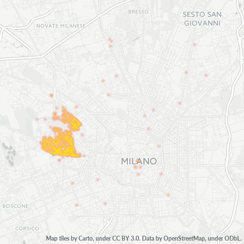 Mappa di calore per cap 20148