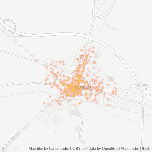 Mapa de calor para código postal 45500