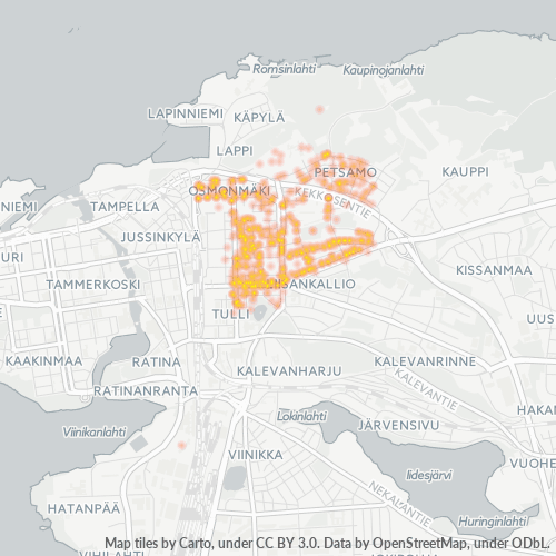 33500 Yritystiheys lämpökarttana
