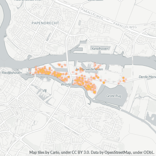 Heatmap voor postcode 3313