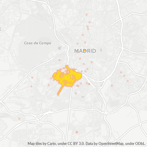 28019 Mapa de calor de densidad empresarial
