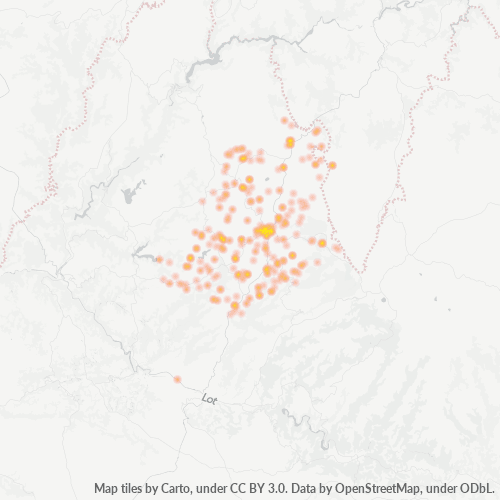Carte de chaleur pour code postal 12210