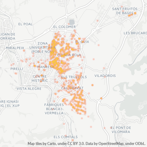 Mapa de calor para código postal 08243