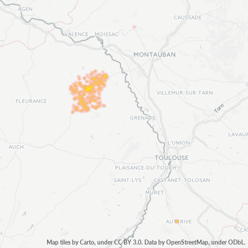 Carte de chaleur pour code postal 82500