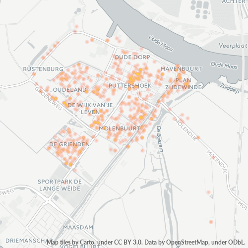 Heatmap voor postcode 3297