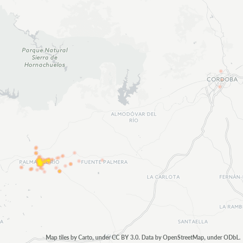 Mapa de calor para código postal 14700