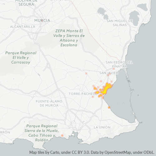 Mapa de calor para código postal 30710