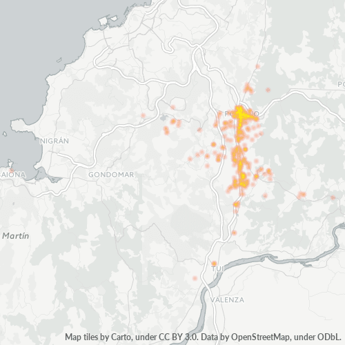 Mapa de calor para código postal 36400