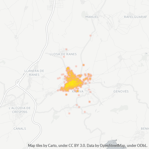 Mapa de calor para código postal 46800