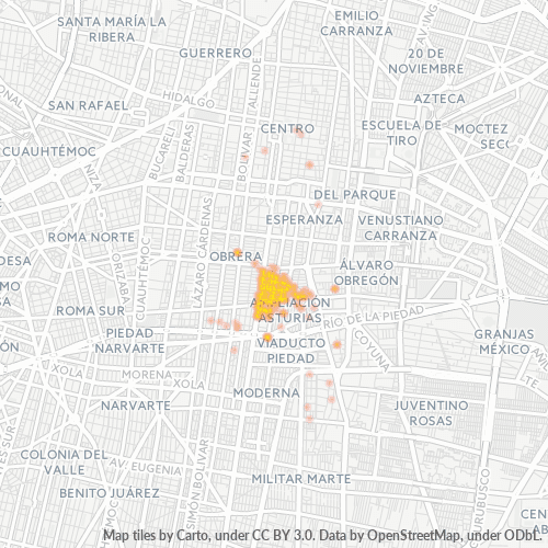 06860 Mapa de calor de densidad empresarial
