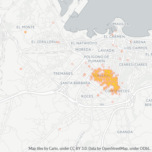 33210 Mapa de calor de densidad empresarial