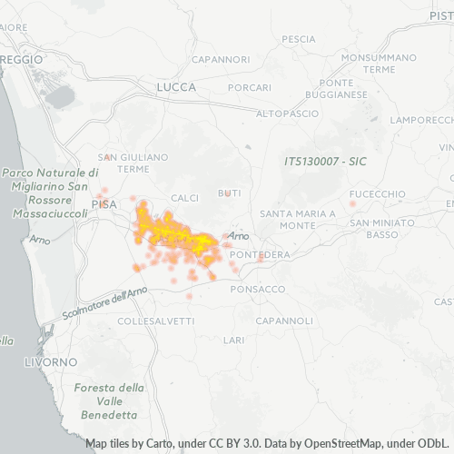56021 Mappa di concentrazione per la densità di aziende