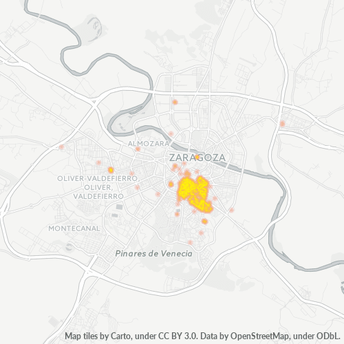Mapa de calor para código postal 50008