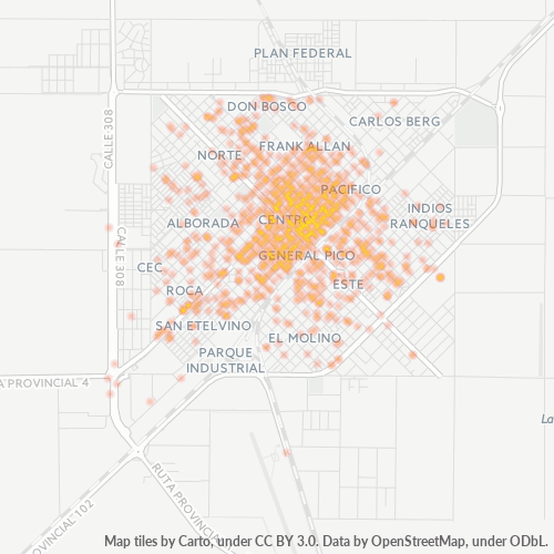 6360 Mapa de calor de densidad empresarial