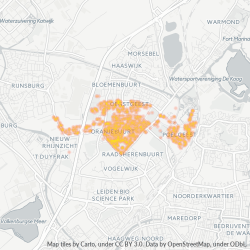 Heatmap voor postcode 2341