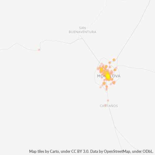25700 Mapa de calor de densidad empresarial