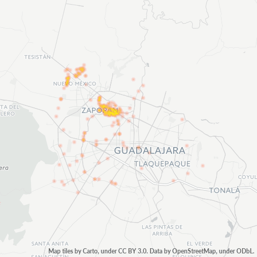 45160 Mapa de calor de densidad empresarial