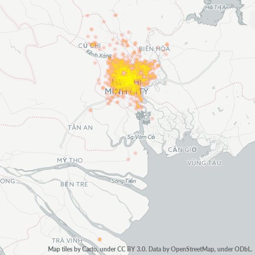 700000 Biểu đồ thang màu thể hiện Mật độ Doanh nghiệp