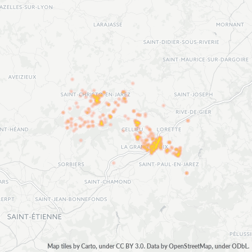 Carte de chaleur pour code postal 42320