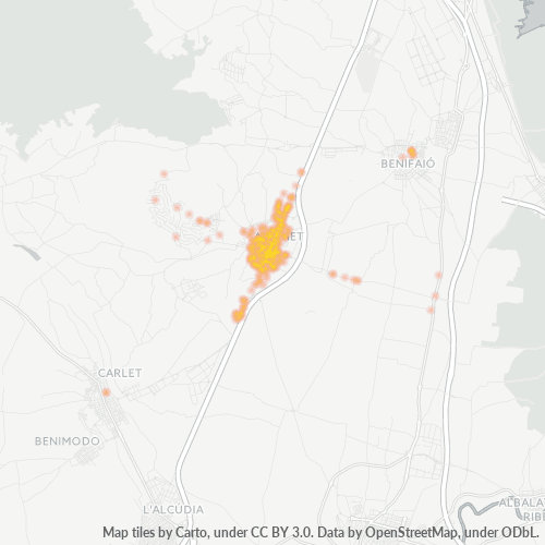 Mapa de calor para código postal 46230