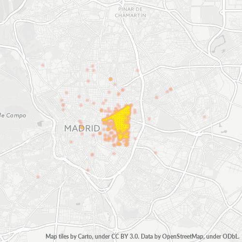 28009 Mapa de calor de densidad empresarial