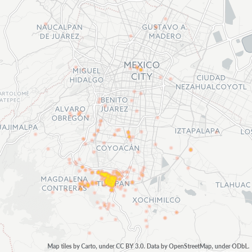 14000 Mapa de calor de densidad empresarial