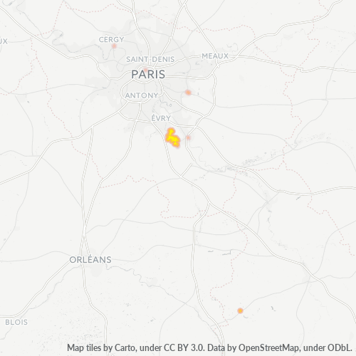 Carte de chaleur pour code postal 77310