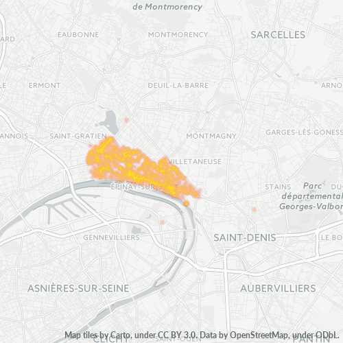 Carte de chaleur pour code postal 93800