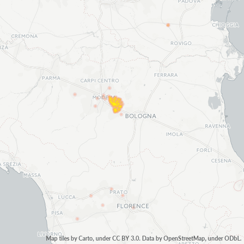 41013 Mappa di concentrazione per la densità di aziende