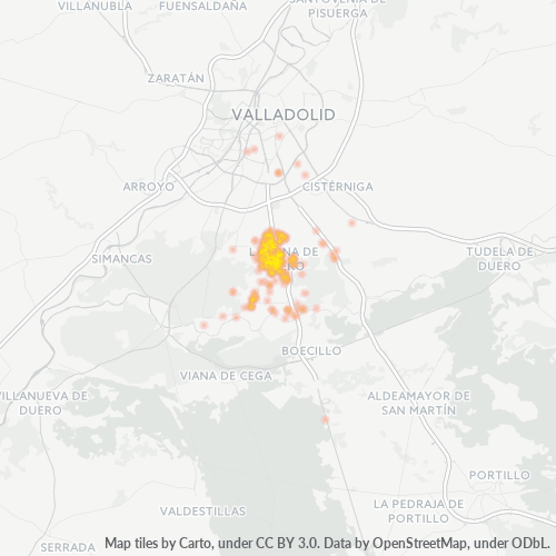 Mapa de calor para código postal 47140