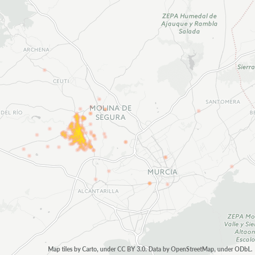 30565 Mapa de calor de densidad empresarial