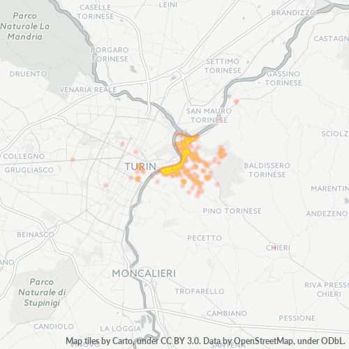 10132 Mappa di concentrazione per la densità di aziende