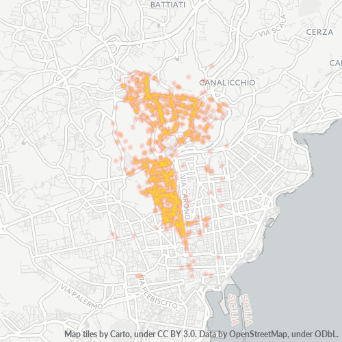 95125 Mappa di concentrazione per la densità di aziende