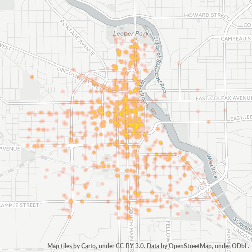 46601 Business Density Heatmap