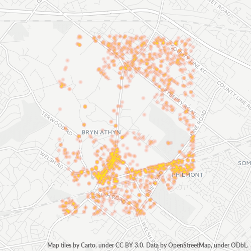 19006 Business Density Heatmap