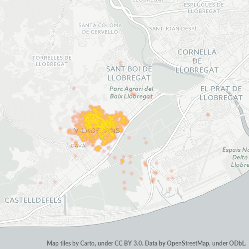 Mapa de calor para código postal 08840