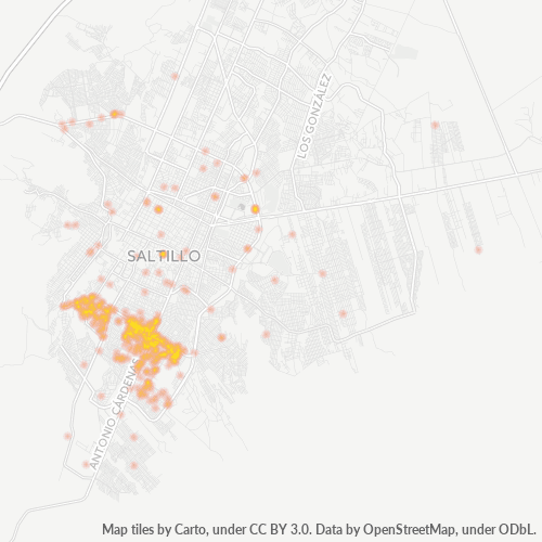 25070 Mapa de calor de densidad empresarial