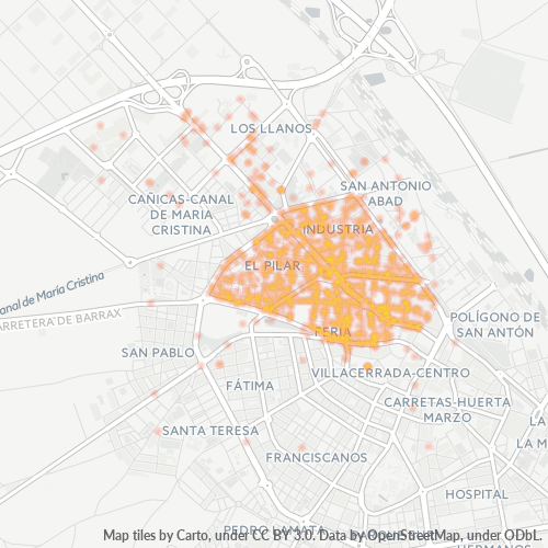 Mapa de calor para código postal 02005