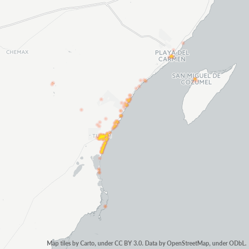 77780 Mapa de calor de densidad empresarial