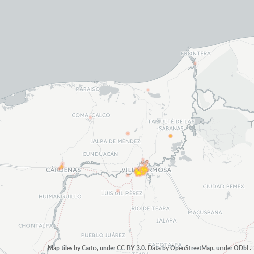 86150 Mapa de calor de densidad empresarial