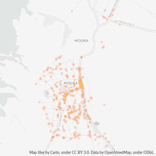 900 01 Teplotná mapa obchodnej hustoty