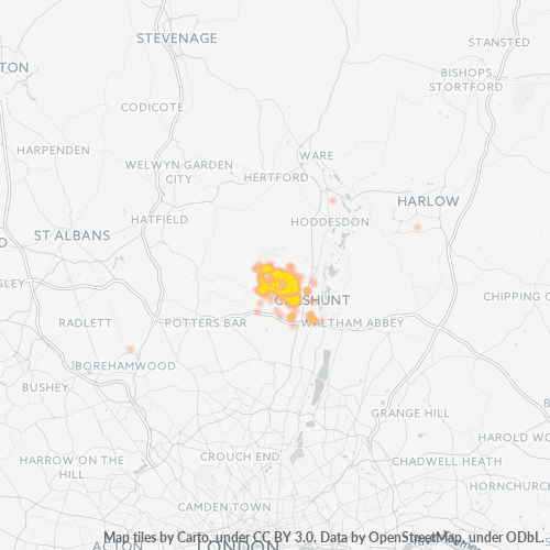 EN7 Business Density Heatmap