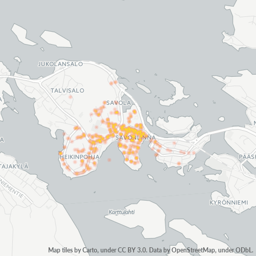 57100 Yritystiheys lämpökarttana