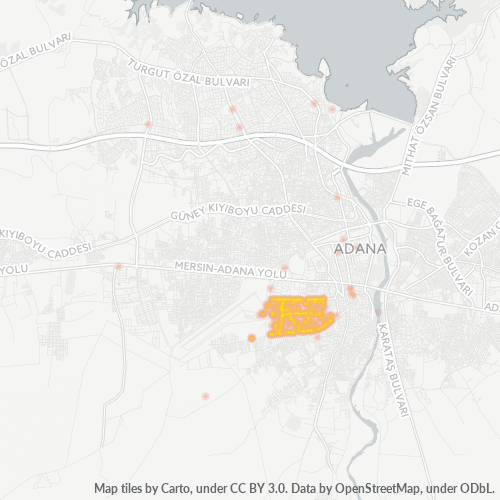 posta kodu 01070 için yoğunluk haritası