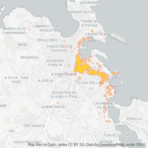 Mapa de calor para código postal 15006