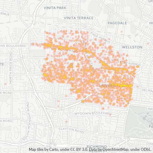 63130 Business Density Heatmap