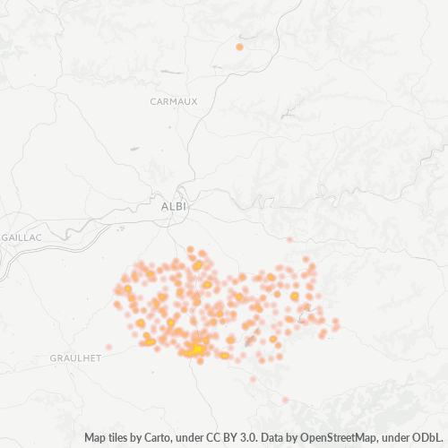 Carte de chaleur pour code postal 81120