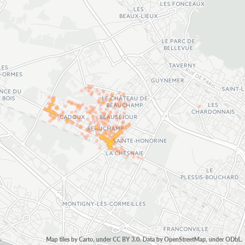 Carte de chaleur pour code postal 95250