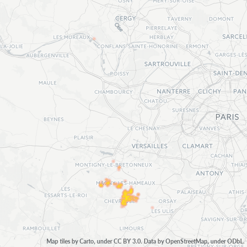Carte de chaleur pour code postal 78470