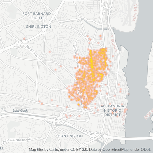 22301 Business Density Heatmap